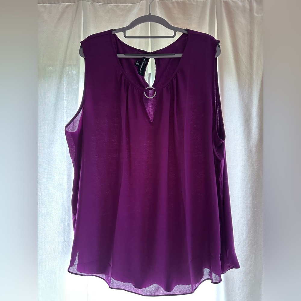 Fortune & Ivy Sarah Split Neck blouse, 2XL, purple